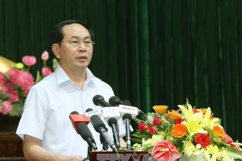 越南国家主席发表讲话（图片来源：越通社）