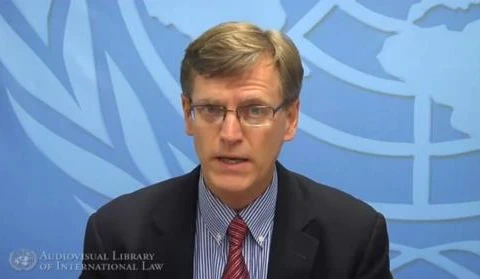 美国乔治·华盛顿大学法学院教授、联合国国际法委员会成员肖恩·墨菲（图片来源：UN Web TV）