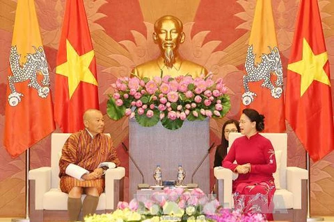 越南国会主席阮氏金银会见不丹议会议长吉格梅·章波（图片来源：越通社）