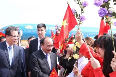 越南政府总理阮春福抵达北京开始对中国进行正式访问（图片来源：越通社）