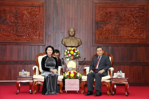 国会主席阮氏金银会见老挝建国阵线主席赛宋蓬·丰威汉（图片来源：越通社）