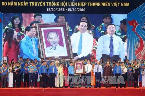 越南国家主席陈大光出席越南青年联合会成立60周年纪念典礼（图片来源：越通社）