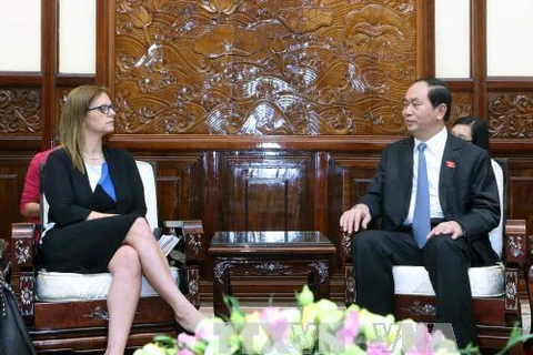 国家主席陈大光会见以色列驻越大使埃隆·沙哈尔（图片来源：越通社）