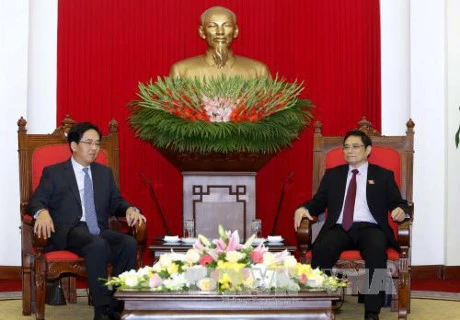 越共中央组织部部长范明正会见中国越大使洪小勇（图片来源：越通社）