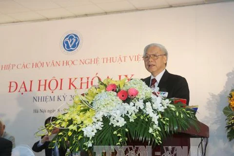 越共中央总书记阮富仲在大会上发表讲话（图片来源：越通社）