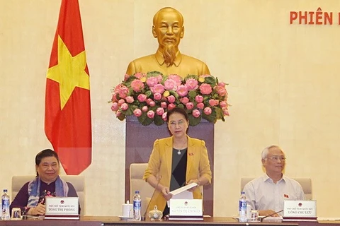 越南国会主席阮氏金银在会上发表讲话​ 
