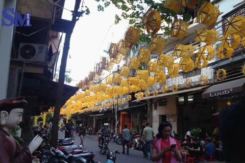 河内古街区为纪念越南文化遗产日张灯结彩