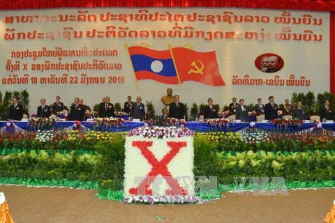 老挝人民革命党第十次全国代表大会隆重开幕。（图片来源：越通社）