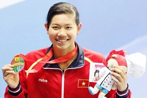 越南游泳运动员朊氏映圆。