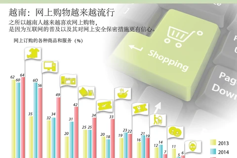越南：网上购物越来越流行。