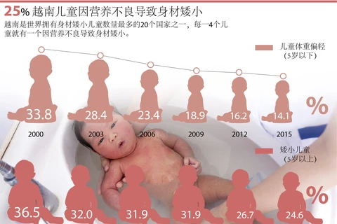 25%越南儿童因营养不良导致身材矮小。
