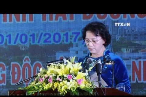 越南国家主席阮氏金银出席海阳省重建20周年庆典