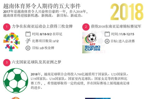 图表新闻：2018年越南体育界令人期待的五大事件