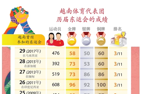 越南体育代表团历届东运会的成绩