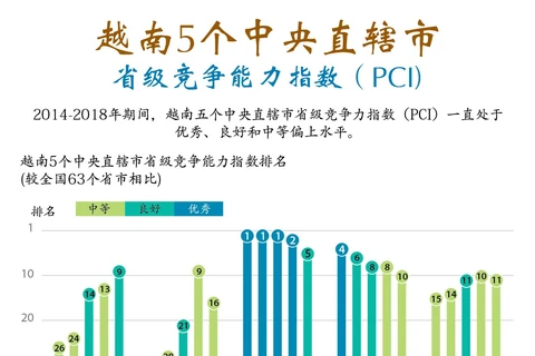 图表新闻：越南5个中央直辖市省级竞争能力指数 （PCI)