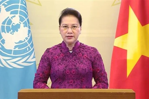 阮氏金银在纪念第四次世界妇女大会25周年高级别会议发表讲话