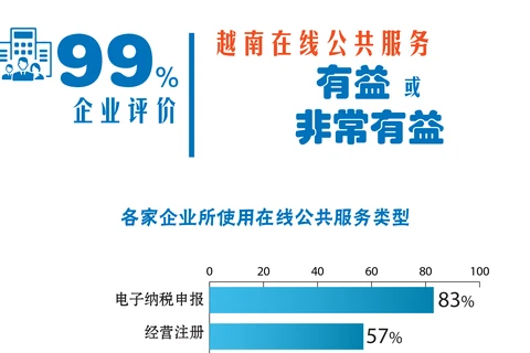 图表新闻：99%企业评价越南在线公共服务有益或非常有益