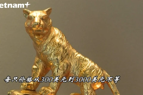 镀金老虎雕塑--壬寅虎年传统春节的轻奢工艺礼品