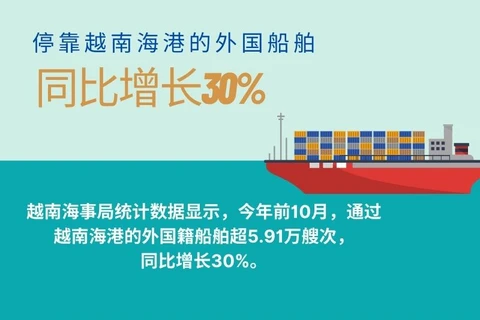 图表新闻：停靠越南海港的外国船舶同比增长30%