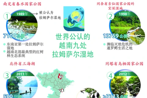 图表新闻：世界公认的越南九处 拉姆萨尔湿地