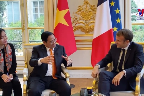 越南政府总理范明政会见法国总统马克龙