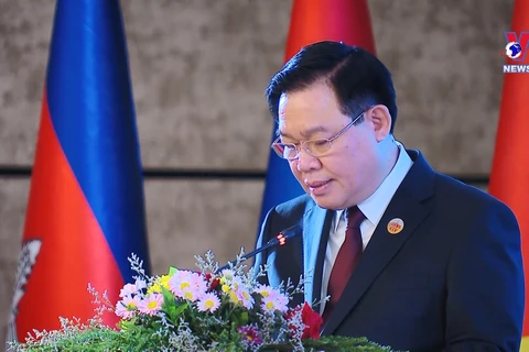 越南国会主席在第一届柬老越国会高层会议上发表讲话