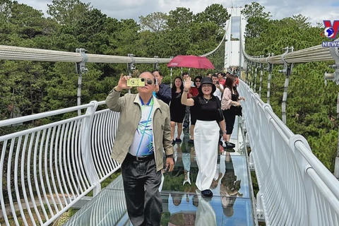 越南西原地区首座玻璃桥正式开门迎客