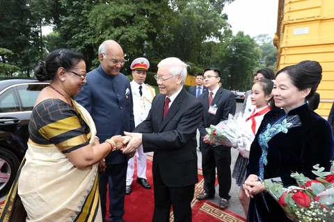 阮富仲举行隆重仪式 欢迎印度总统拉姆·纳特·科温德访越 印度总统访问期间开展各项活动（组图）