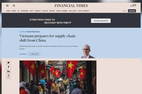 英国媒体：越南正成为全球供应链中的一个充满希望的目的地