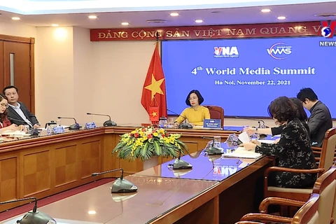 越通社社长在第四届世界媒体峰会上发表讲话