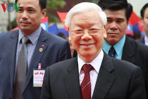 越共中央总书记阮富仲访问老挝博利坎赛省（图片来源：越南之声）