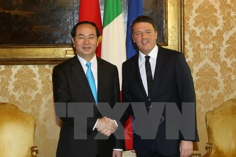 越南国家主席陈大光与意大利总理马泰奥·伦齐