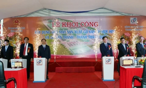 越南政府副总理王廷惠发出胶合板生产厂开工令（图片来源：​因特网）