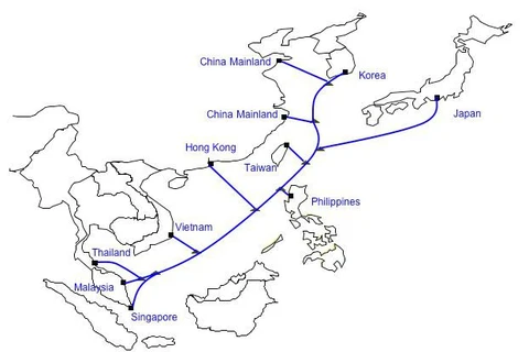 亚太网关海底光缆系统全长约10400公里（图片来源：越通社）