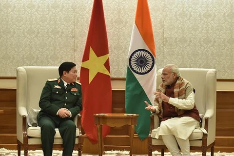印度总理纳伦德拉·莫迪会见越南国防部部长吴春历（图片来源：《越南人民军报报》）