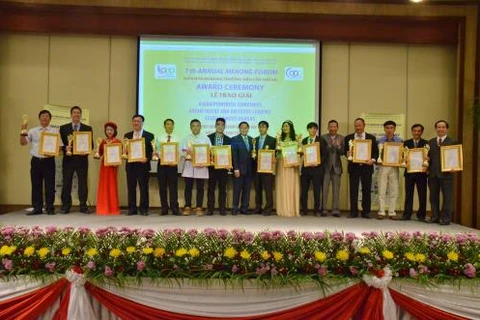 获奖的柬埔寨越南企业代表（图片来源：越通社）