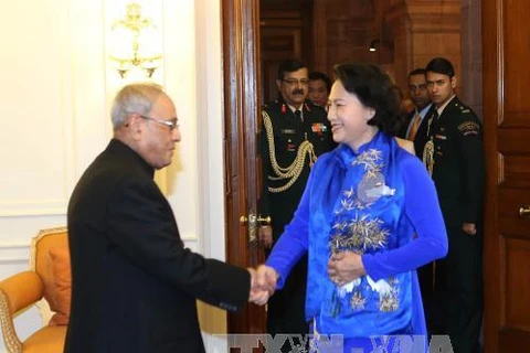 越南国会主席阮氏金银会见印度总统