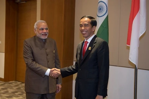 印度尼西亚总统佐科·维多多和印度总理纳伦德拉·莫迪（图片来源：Berita Daerah）