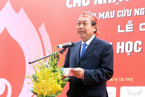 张和平副总理在启动仪式上发表讲话（图片来源：越通社）