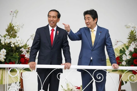 日本首相安倍晋三与印度尼西亚总统佐科·维多多