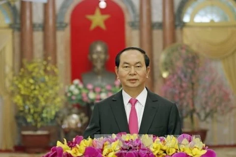 越南国家主席陈大光发表2017丁酉年新年贺词。（图片来源：越通社）