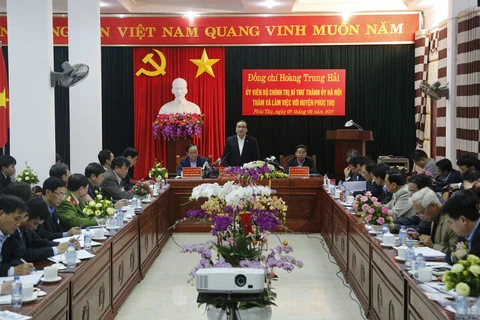 河内市市委书记黄忠海在会议上发表讲话（图片来源：http://hanoimoi.com.vn/）