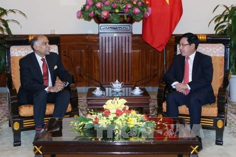 越南政府副总理兼外交部长范平明会见印度驻越南大使（图片来源：越通社）
