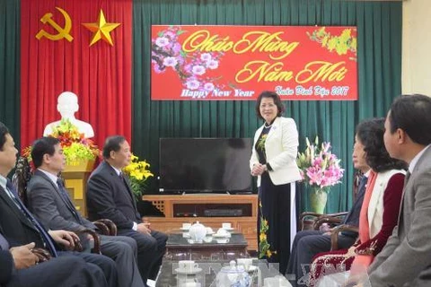 越南国家副主席邓氏玉盛同海阳省主要领导人举行工作会议。