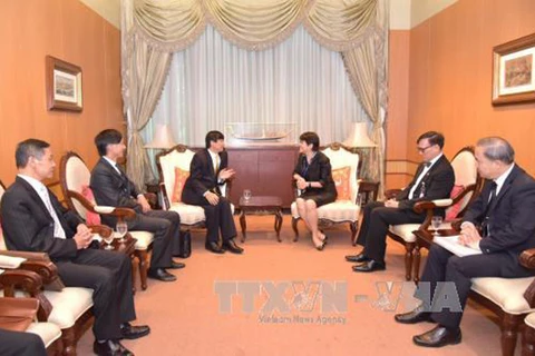 越南外交部副部长邓廷贵与泰国外交部常务秘书马泰林（图片来源：越通社）