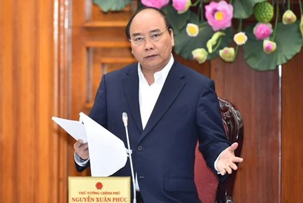阮春福总理发表指导性讲话。