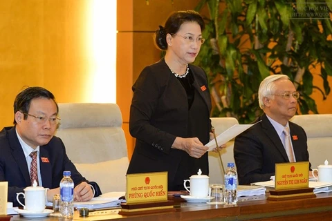 越南国会主席阮氏金银在开幕式上发表讲话