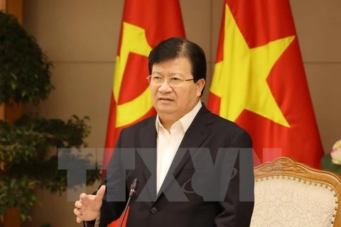 越南政府副总理郑廷勇在会上发言。