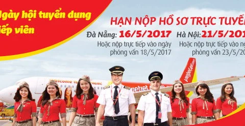 越捷航空公司在岘港市与河内市招募空姐空少。