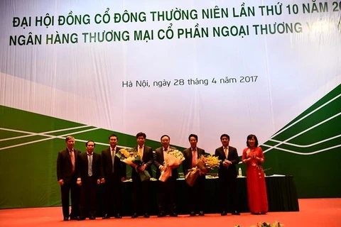 越南外贸股份商业银行2017年年度股东大会场景。（图片来源：越通社）